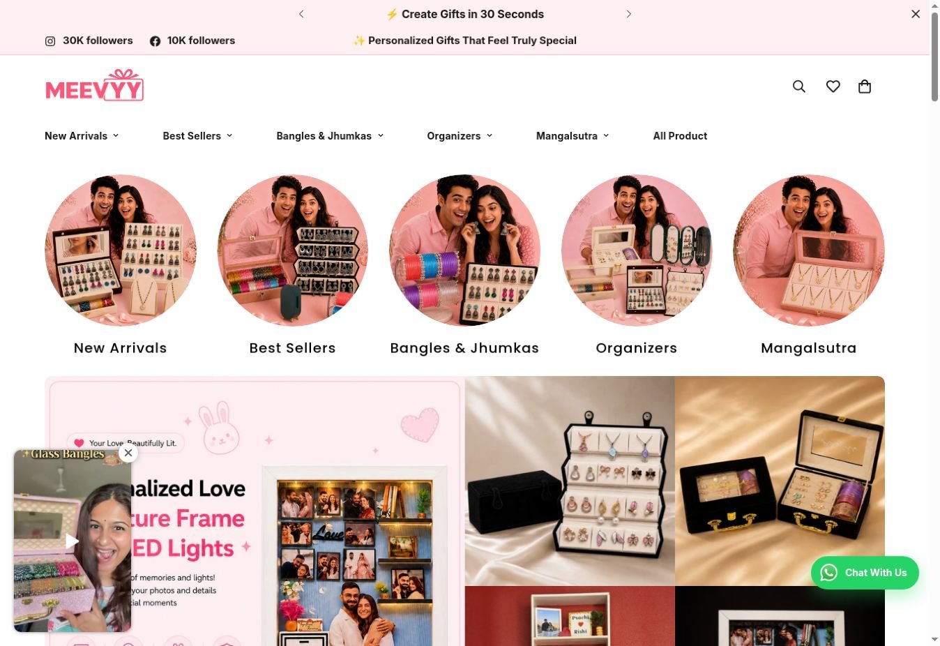 Meevyy website homepage